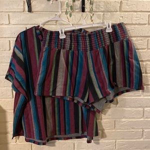 Light Weight Terry Striped Dolman Sleep Tee & Shorts